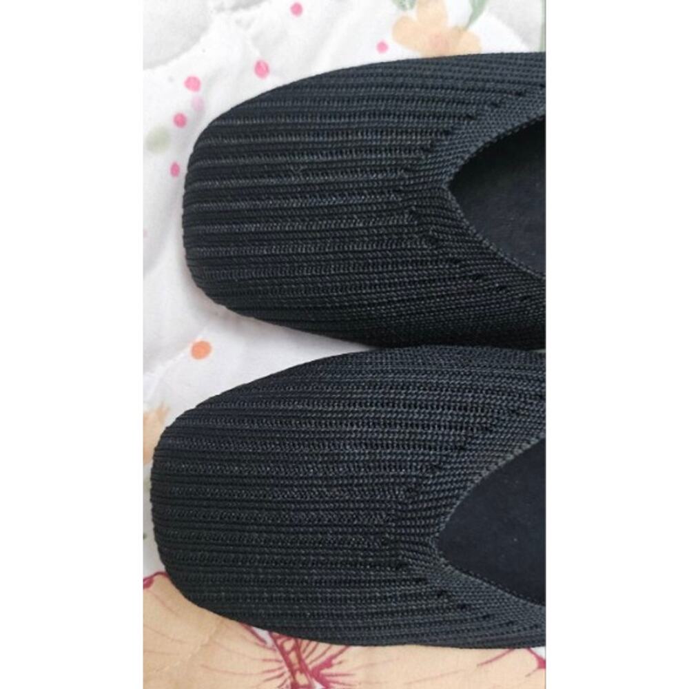 Ck. MSRP $46 NWOB CELNEPHO BLACK RIBBED KNIT SQUARE TOE MARY JANE FLATS ♡SIZE 6♡ - Picture 8 of 9